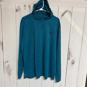 The North Face FlashDry Hooded Shirt XXL Teal Long Sleeve GUC